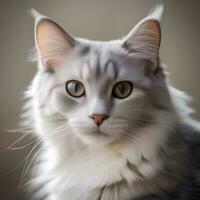 ai généré une mignonne portrait de un américain boucle chat photo