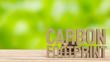 le carbone empreinte bois pour climat changement ou éco concept 3d le rendu. photo