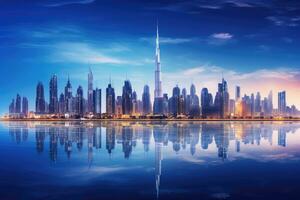 ai généré Dubai affaires baie panoramique voir, Émirats arabes unis, ai généré photo