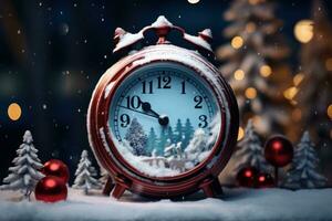 ai généré photo de Noël l'horloge par image