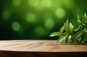 ai généré vert feuilles dans le premier plan photo