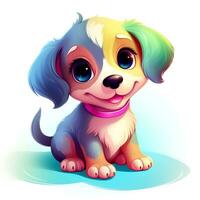 ai généré mignonne arc en ciel chien. autocollant clipart. ai généré. photo