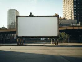 ai généré vide panneau d'affichage sur Urbain rue côté photo