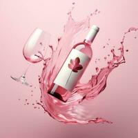 ai généré Rose rougir logo rouge du vin boisson marque, photo