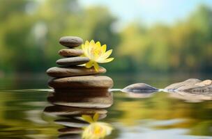 ai généré relaxation dans le l'eau pour votre yoga méditation et relaxant temps photo