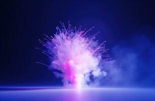 ai généré une photo de une violet coloré et bleu bleu lumière à venir de une feu d'artifice,