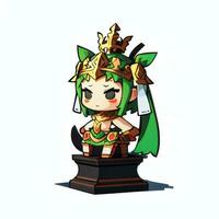 ai généré mignonne chibi guerrier anime avatar joueur icône agrafe art autocollant décoration Facile Contexte photo