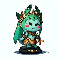 ai généré mignonne chibi guerrier anime avatar joueur icône agrafe art autocollant décoration Facile Contexte photo