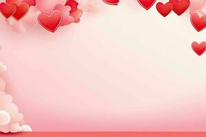 ai généré Valentin rouge bannière Contexte avec cœurs pour la Saint-Valentin journée photo