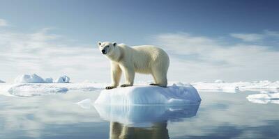 ai généré polaire ours sur la glace banquise. fusion iceberg et global échauffement. ai généré photo