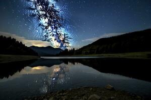 ai généré laiteux façon réfléchi sur lac. ai généré photo