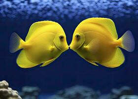 ai généré deux Jaune des soies, visage à affronter. ai généré. photo