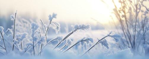 ai généré congelé neigeux herbe, hiver Naturel abstrait Contexte. magnifique hiver paysage. ai généré photo
