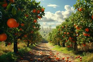 ai généré Orange ferme dans Californie photo