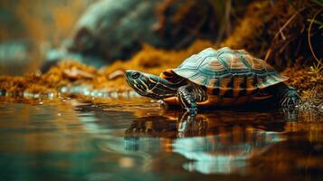 ai généré tortue dans sauvage la nature photo