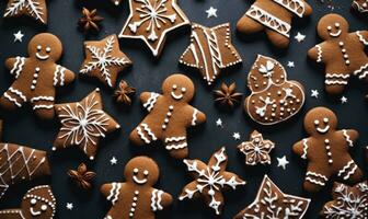 ai généré Noël gingembre biscuits avec formes, photo