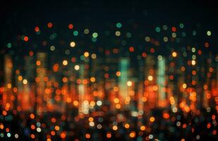 ai généré ville lumières dans ville dans bokeh nuit lumières, photo