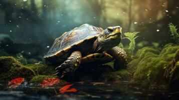 ai généré tortue dans sauvage la nature photo