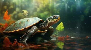 ai généré tortue dans sauvage la nature photo