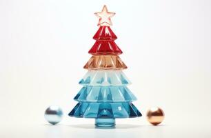 ai généré le mots joyeux Noël Noël arbre arrangé dans différent couleurs sont orthographié dehors, photo