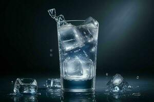 ai généré Gin Tonique éclaboussure avec la glace cubes. pro photo