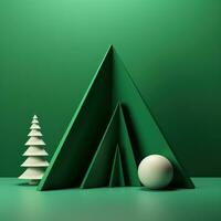 ai généré vert 3d modèle Noël arbre dans le vert photo