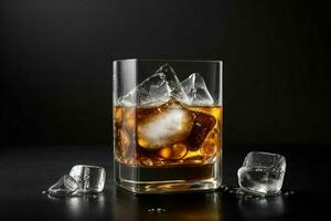 ai généré whisky éclaboussure avec la glace cubes. pro photo