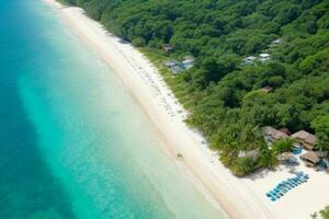 ai généré aérien vue de le tropical plage et océan. pro photo