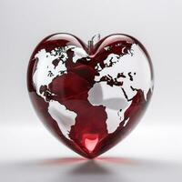 ai généré une planète dans le forme de une cœur. le monde comme une cœur. photo