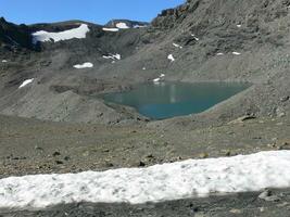 une bleu Lac dans le montagnes photo