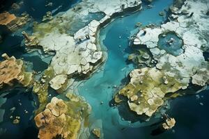 ai généré arrière-plan, Haut vue de le karst paysage photo