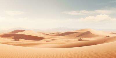 ai généré paysage de une chaud désert avec le sable dunes photo