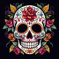 ai généré mexicain des roses crâne. mexicain des roses crâne. dia de los muertos shugar coloré diriger. ai généré photo