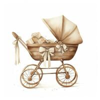 ai généré aquarelle bébé le chariot clipart sur blanc Contexte. ai généré photo