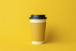 ai généré Vide café tasse isolé sur Jaune Contexte. ai généré photo