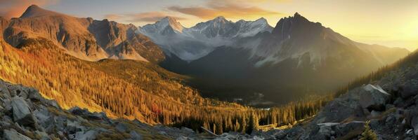 ai généré panorama Montagne l'automne paysage. ai généré photo