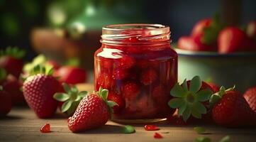 ai généré fraise confiture et Frais baies. génératif ai photo