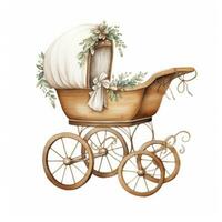 ai généré aquarelle bébé le chariot clipart sur blanc Contexte. ai généré photo