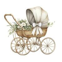 ai généré aquarelle bébé le chariot clipart sur blanc Contexte. ai généré photo