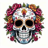 ai généré mexicain des roses crâne. mexicain des roses crâne. dia de los muertos shugar coloré diriger. ai généré photo