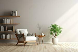 ai généré 3d rendu minimal style moderne vivant pièce intérieur conception avec moderne chaise photo