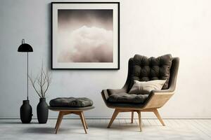 ai généré 3d rendu minimal style moderne meubles dans vivant pièce intérieur conception avec moderne chaise photo