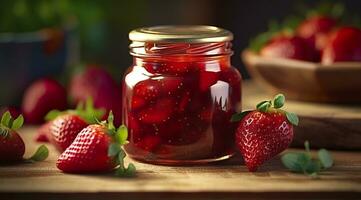 ai généré fraise confiture et Frais baies. génératif ai photo