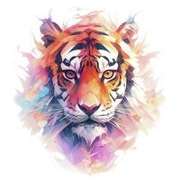 ai généré aquarelle tigre tête sur isolé avec blanc Contexte. ai généré photo