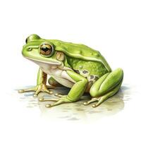 ai généré aquarelle vert grenouille sur blanc Contexte. ai généré photo