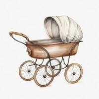 ai généré aquarelle bébé le chariot clipart sur blanc Contexte. ai généré photo