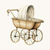 ai généré aquarelle bébé le chariot clipart sur blanc Contexte. ai généré photo