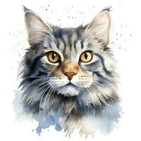 ai généré aquarelle chat agrafe art sur blanc Contexte. ai généré photo