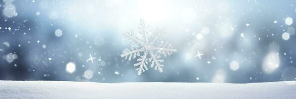 ai généré flocon de neige sur neige.hiver vacances Contexte. génératif ai photo