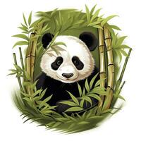 ai généré mignonne Panda dans le milieu de une bambou forêt. T-shirt conception. ai généré photo